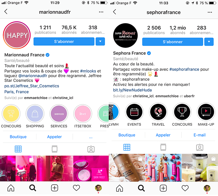 18 exemples de stories à la une Instagram