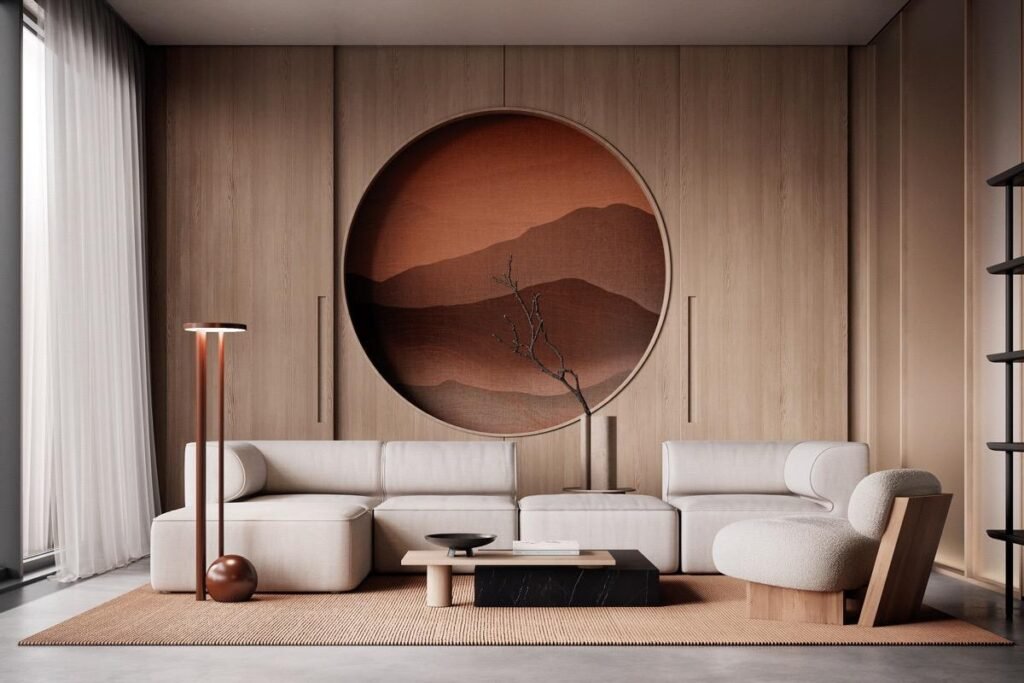 fauteuil contemporain design au cœur style japandi
