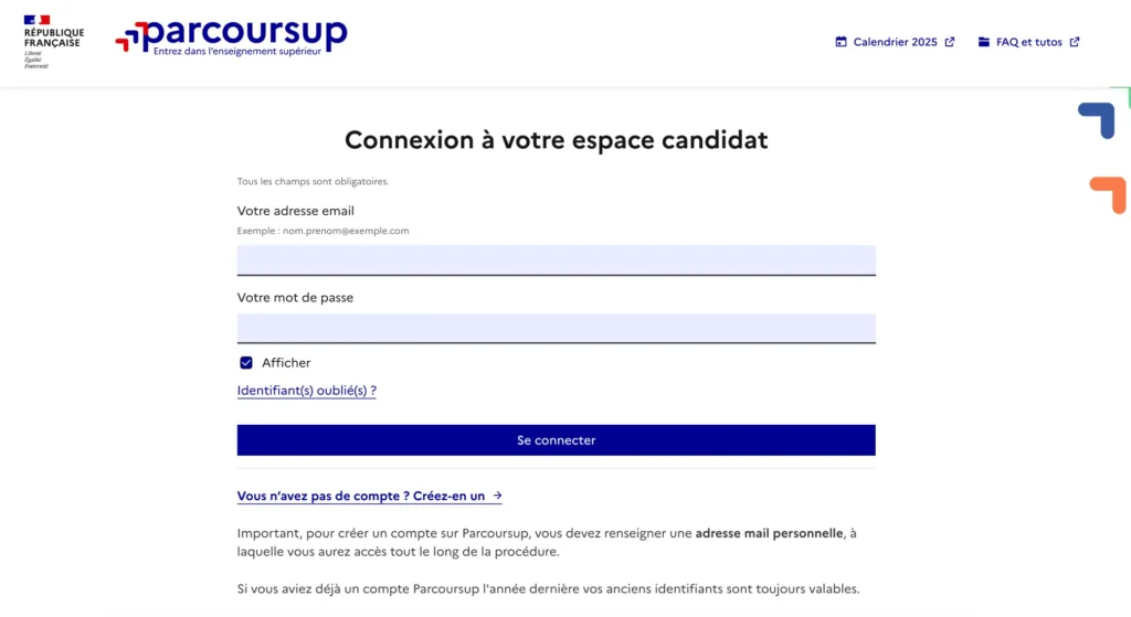 parcoursup connexion