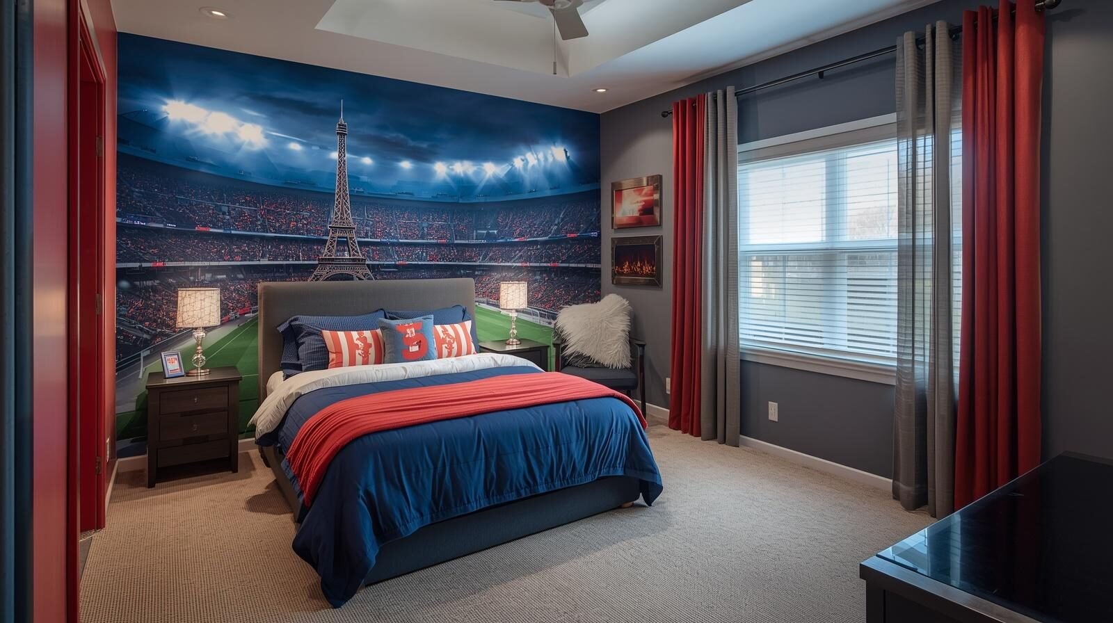 chambre personnalisée avec décoration murale et objets décoratifs